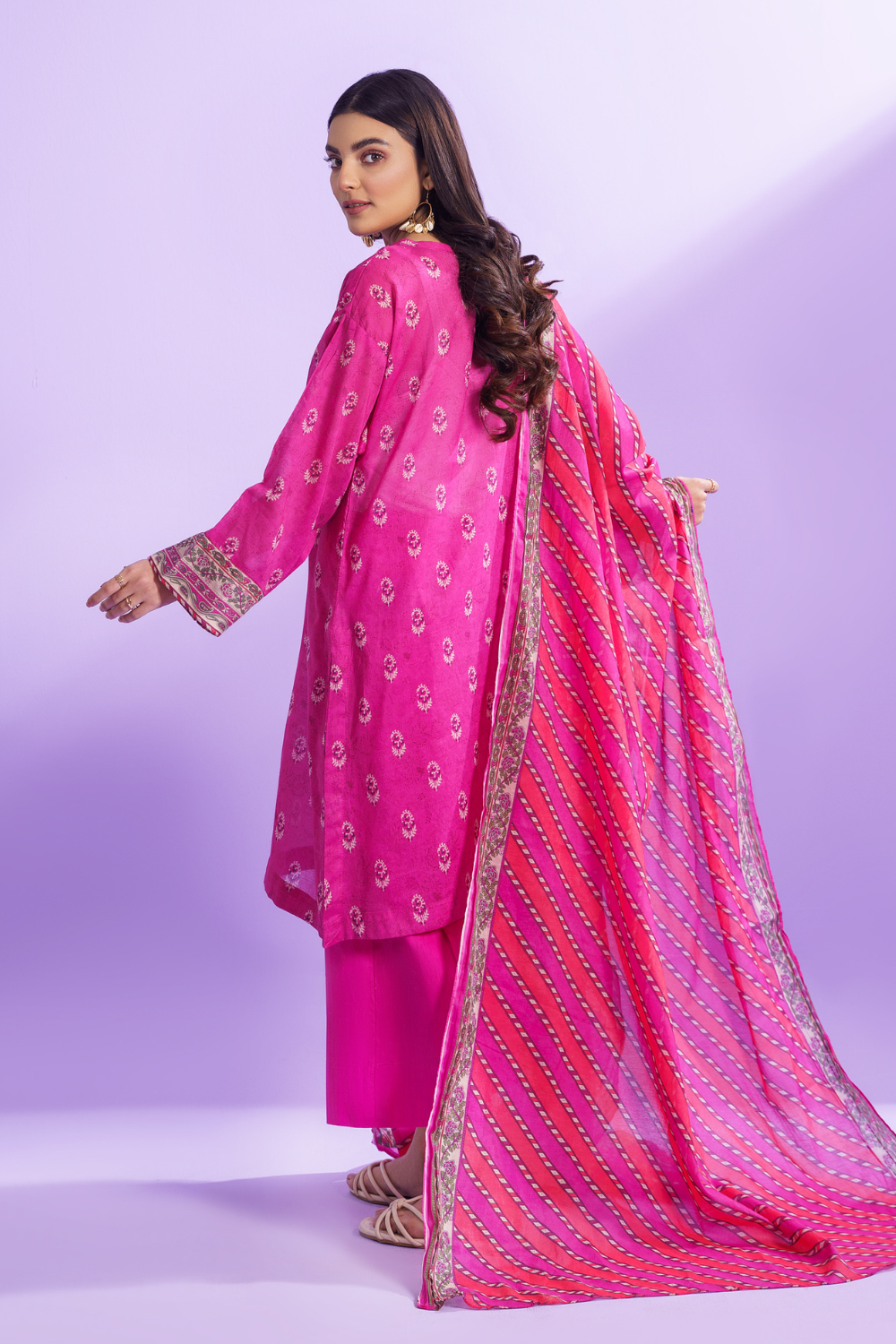 3 PC Unstitched | Printed Lawn Shirt + Trouser | Cotton Silk Dupatta