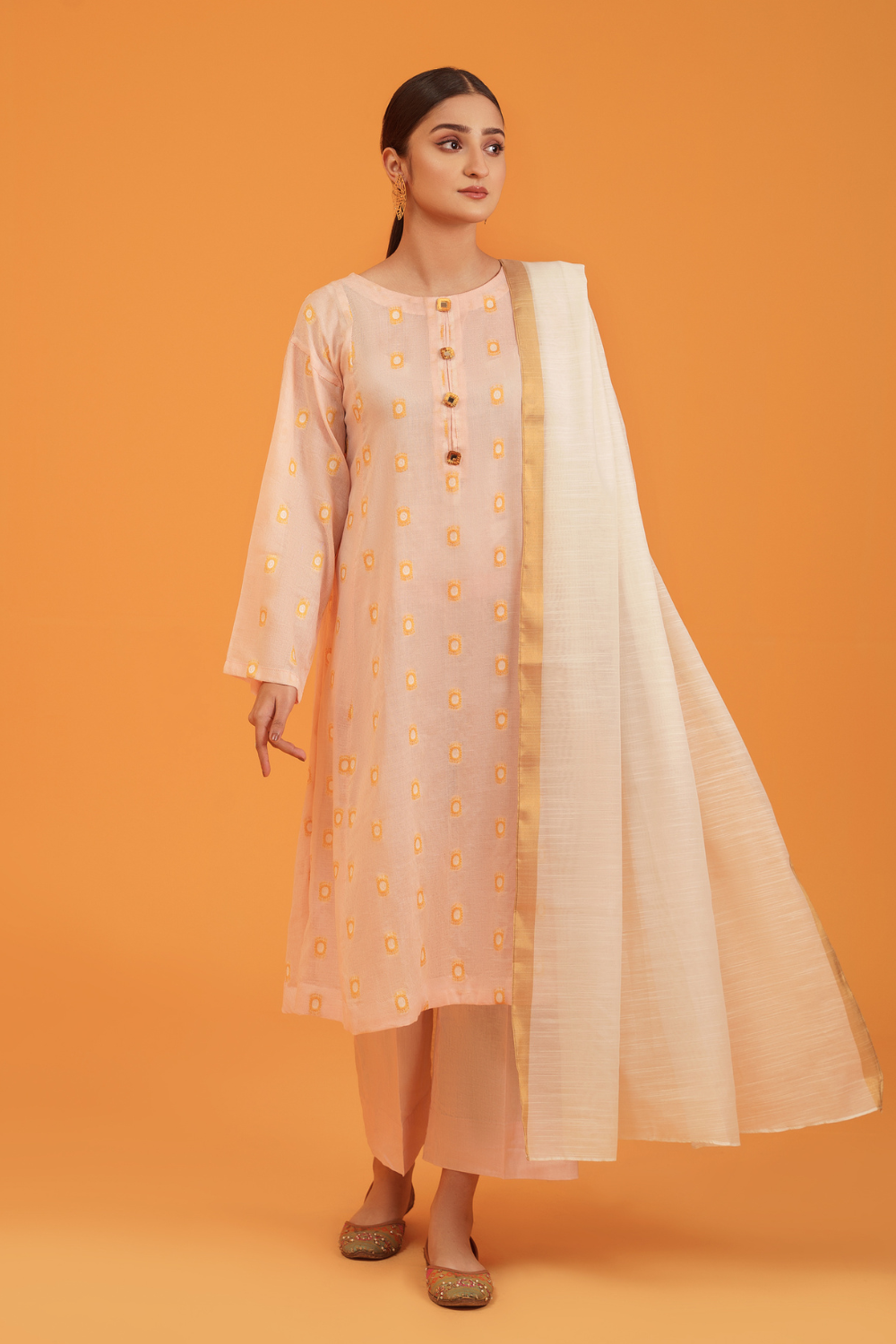 3 PC Unstitched | Jacquard Shirt + Banarsi Dupatta + Lawn Trouser