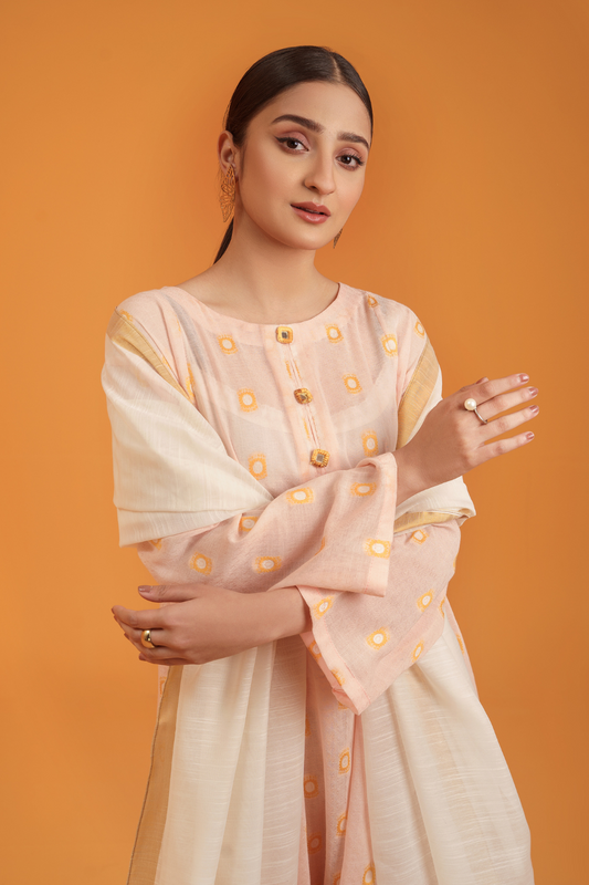 3 PC Unstitched | Jacquard Shirt + Banarsi Dupatta + Lawn Trouser