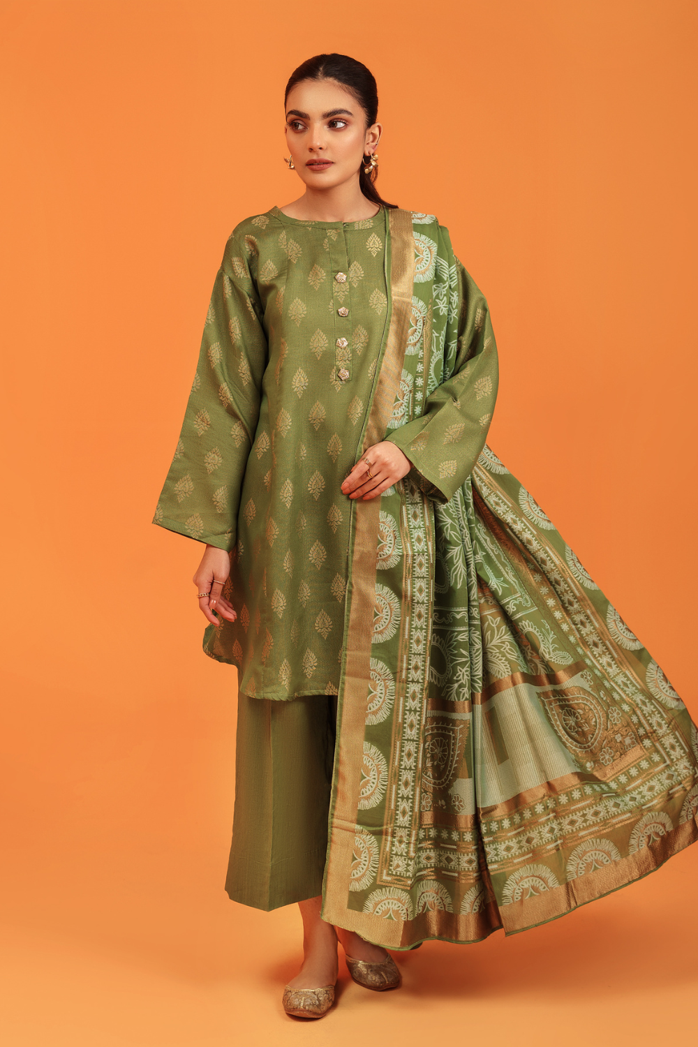3 PC Unstitched | Jacquard Shirt + Dupatta | Lawn Trouser