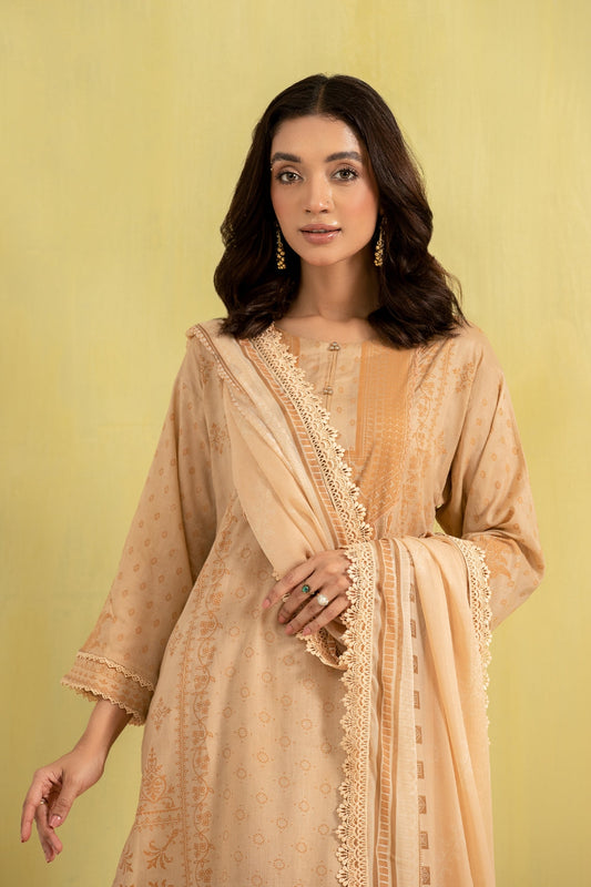 3PC Unstitched | Paste Printed Lawn Shirt + Chiffon Dupatta+Trouser