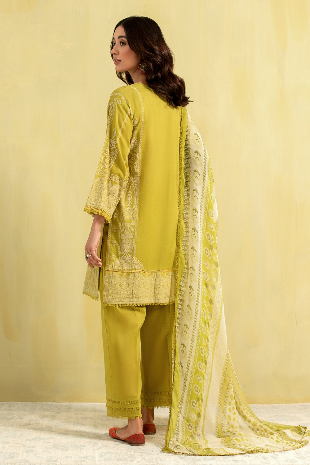 3PC Unstitched | Paste Printed Lawn Shirt + Chiffon Dupatta+Trouser