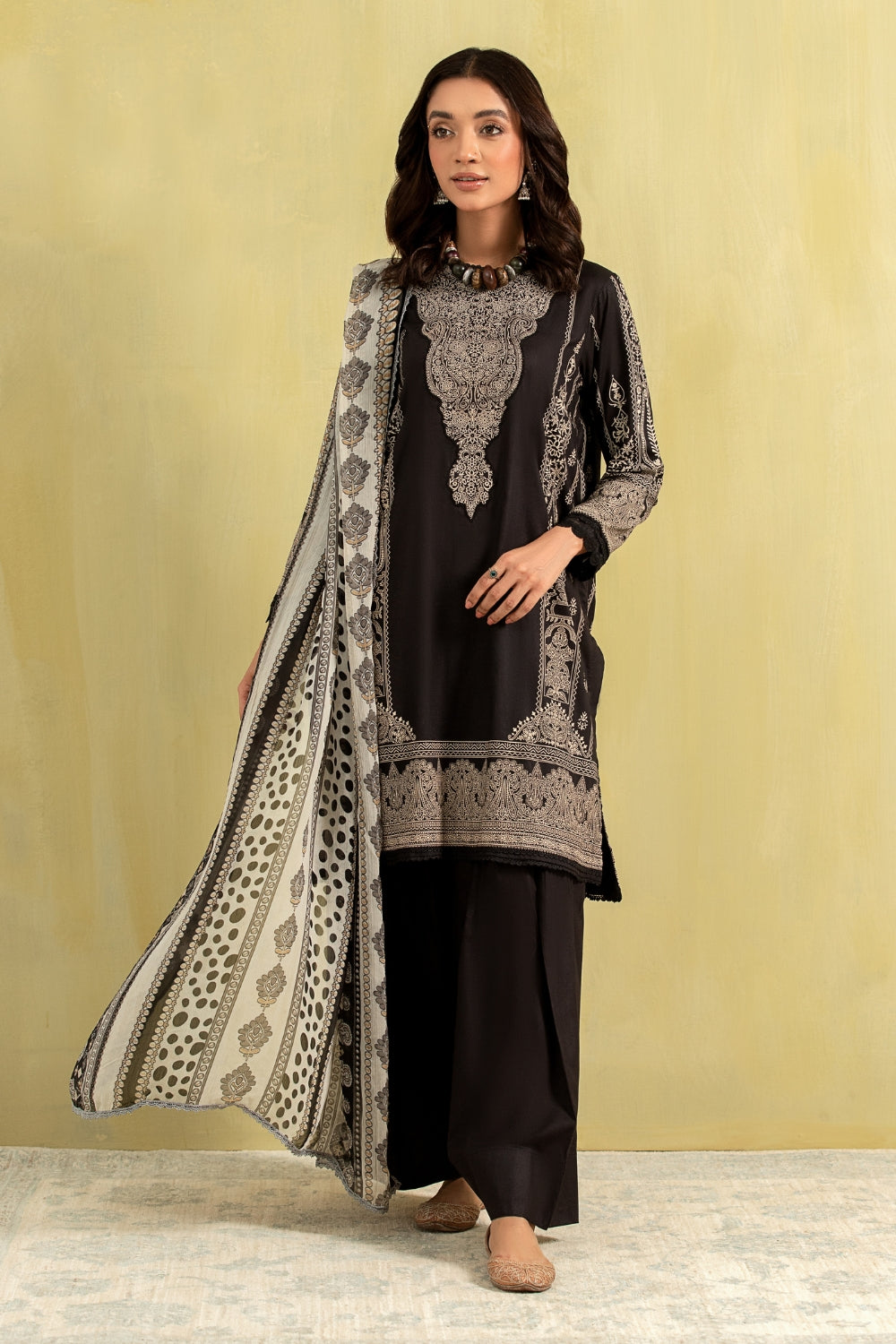 3PC Unstitched | Paste Printed Lawn Shirt + Chiffon Dupatta+Trouser
