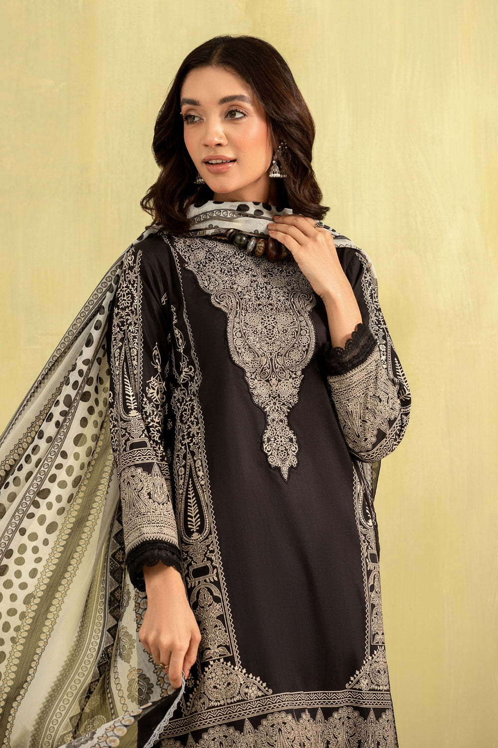 3PC Unstitched | Paste Printed Lawn Shirt + Chiffon Dupatta+Trouser