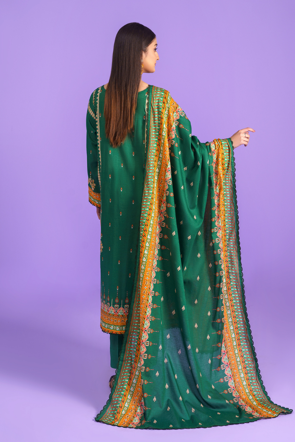 3PC Unstitched | Embroidered Lawn Shirt + Dupatta + Dyed Trouser