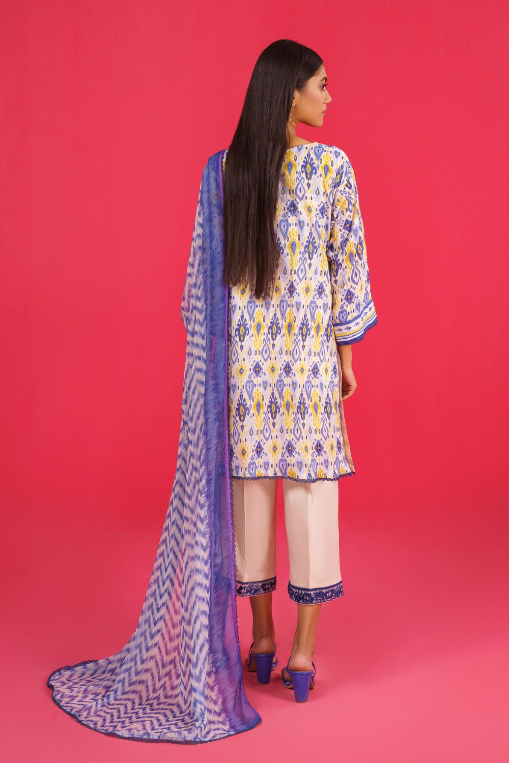 3PC Unstitched | Embroidered Lawn Shirt+ Chiffon Dupatta+Trouser