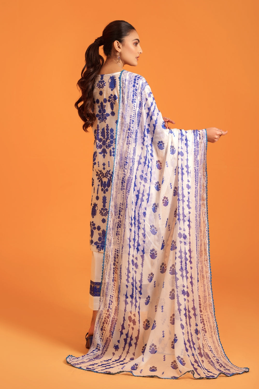 3PC Unstitched | Embroidered Lawn Shirt+ Chiffon Dupatta+Trouser