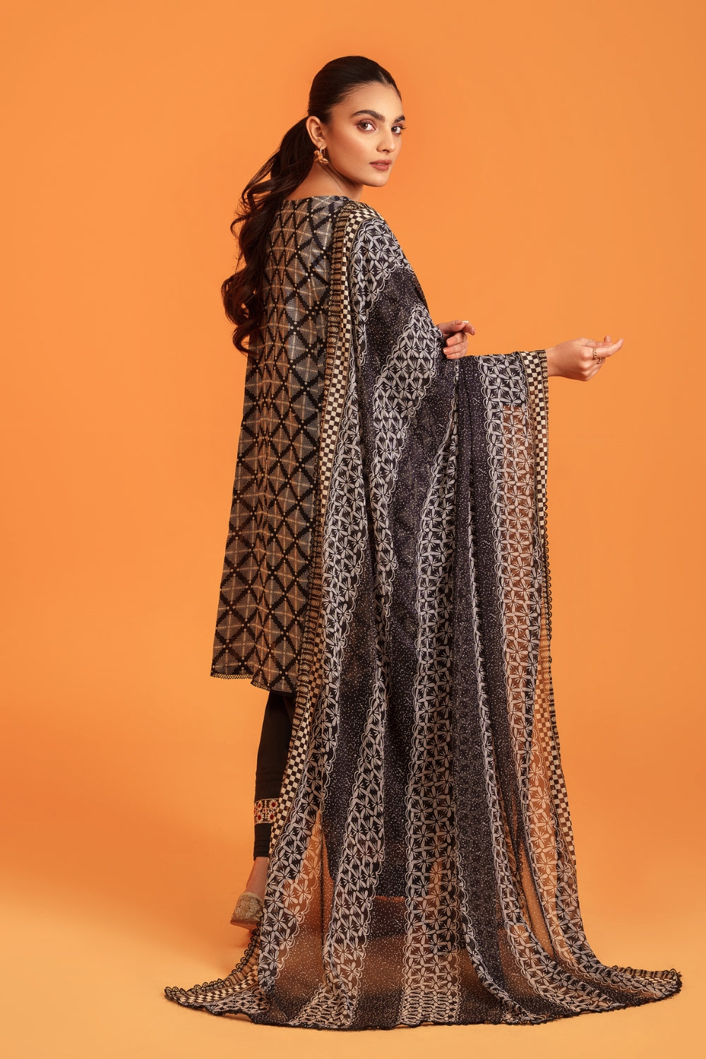 3PC Unstitched | Embroidered Lawn Shirt+ Chiffon Dupatta+Trouser