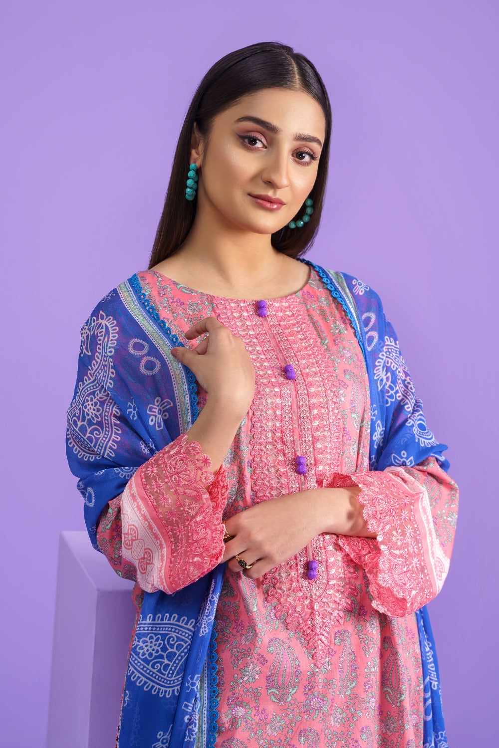 3PC Unstitched | Embroidered Lawn Shirt+ Chiffon Dupatta+Trouser