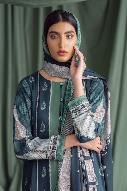 3PC Unstitched | Printed Linen Suit