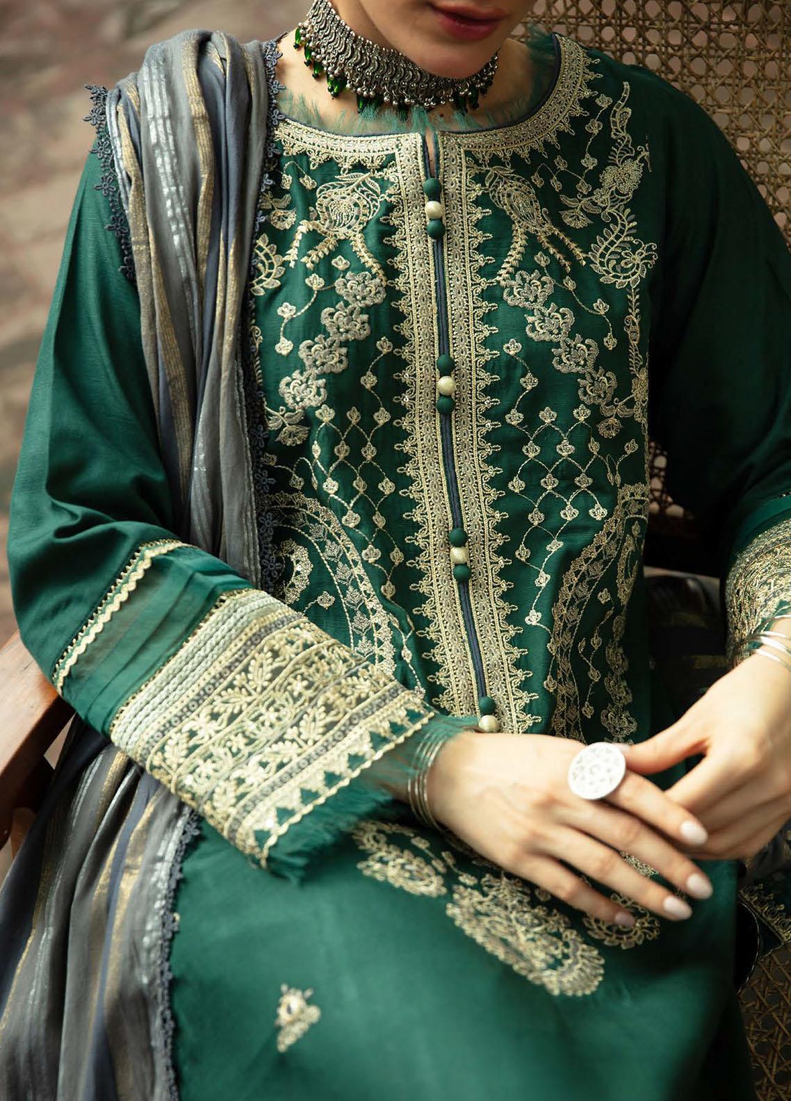 NW-04 | 3 Piece Embroidered Unstitched Suits from Qalamkar Qline Linen Collection