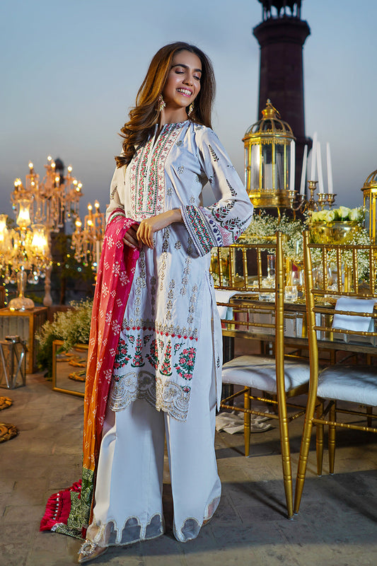 3 PC Unstitched Embroidered Suit