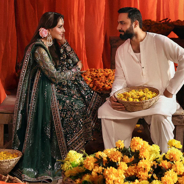 Jhoomro Unstitched Luxury Formals by Nureh at #VogueClothingStudio