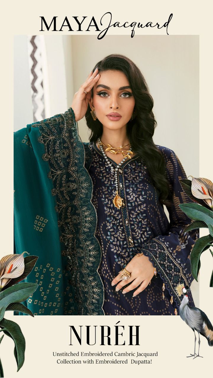 Nureh Maya Jacquard Embroidered Cambric