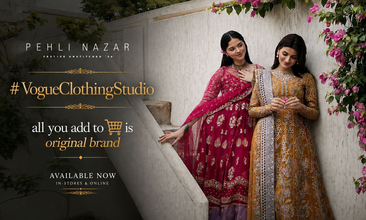 PEHLI NAZAR Festive Unstitched '26 by Ayzel at #VogueClothingStudio