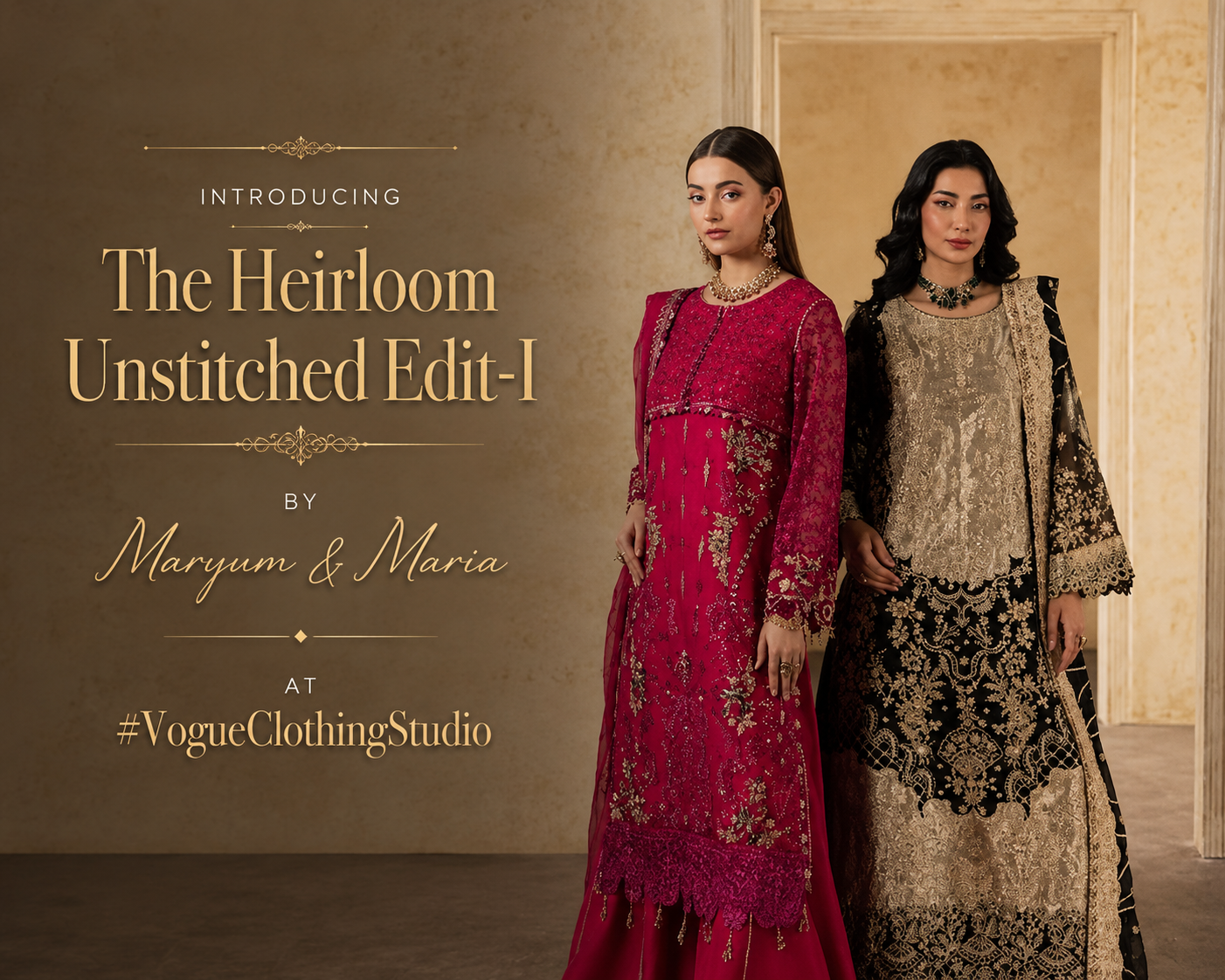 The Heirloom Unstitched Edit-I by Maryum & Maria at #VogueClothingStudio