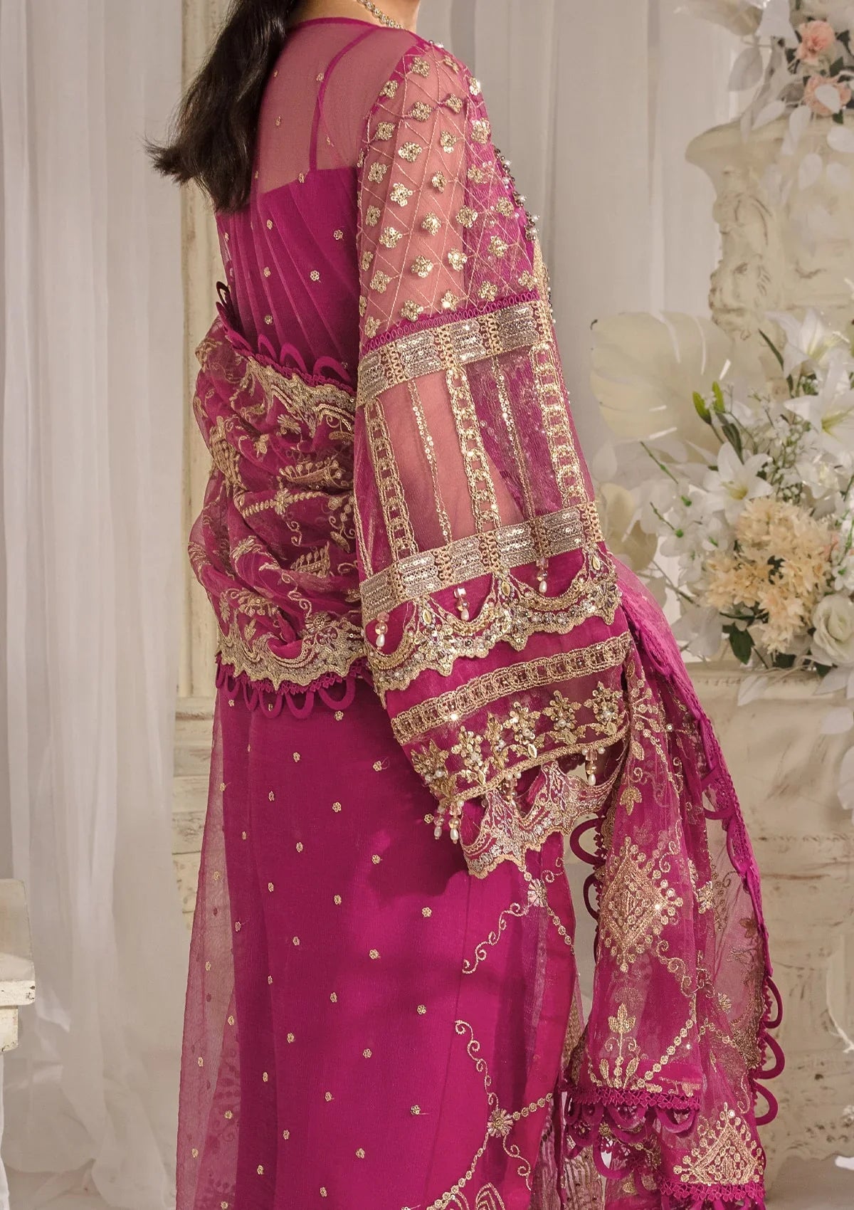 Elegant Magenta Muse luxury formal dress REGALIA from ELAF Evara Collection, perfect for special occasions.