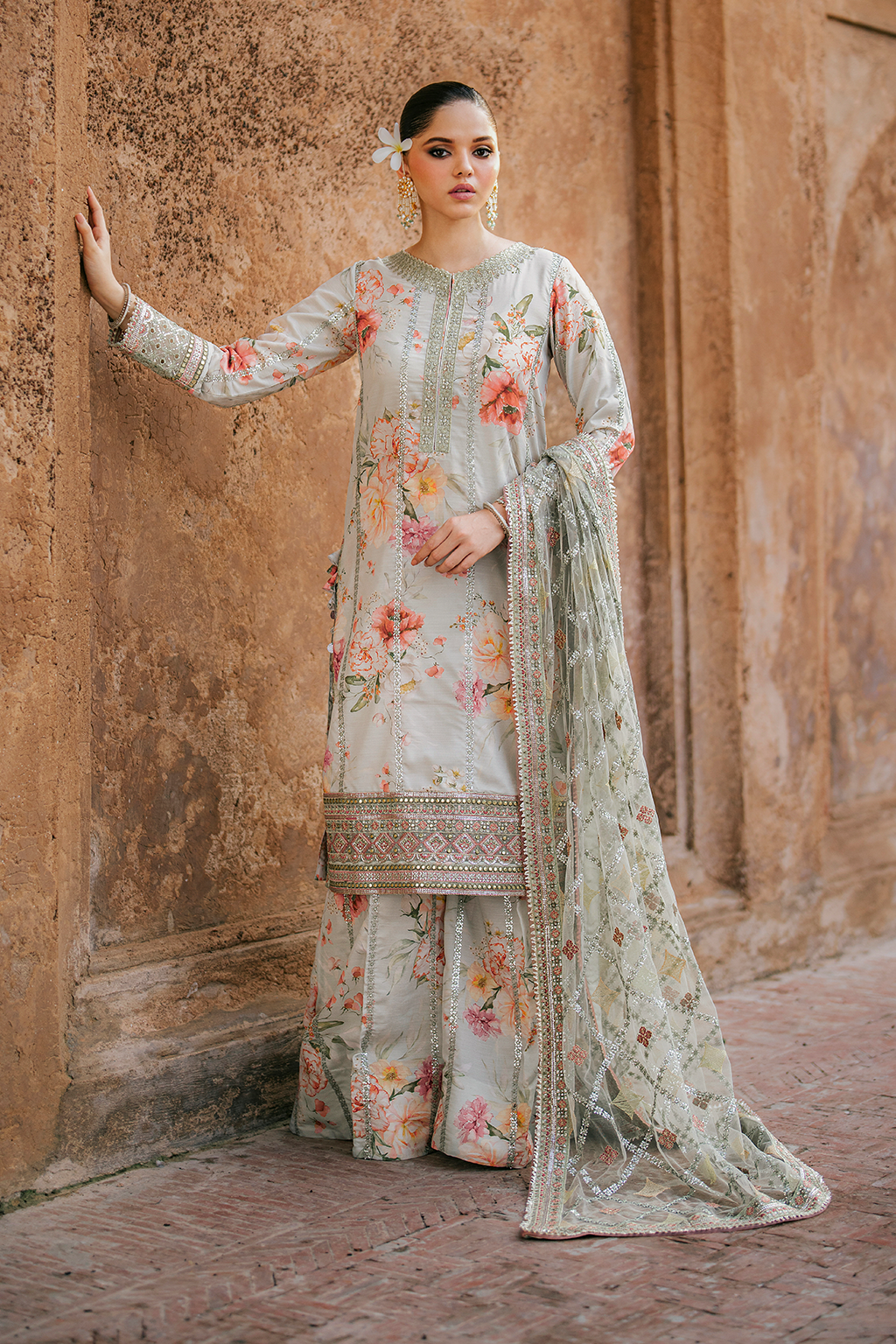 UE-311 Embroidered Raw Silk