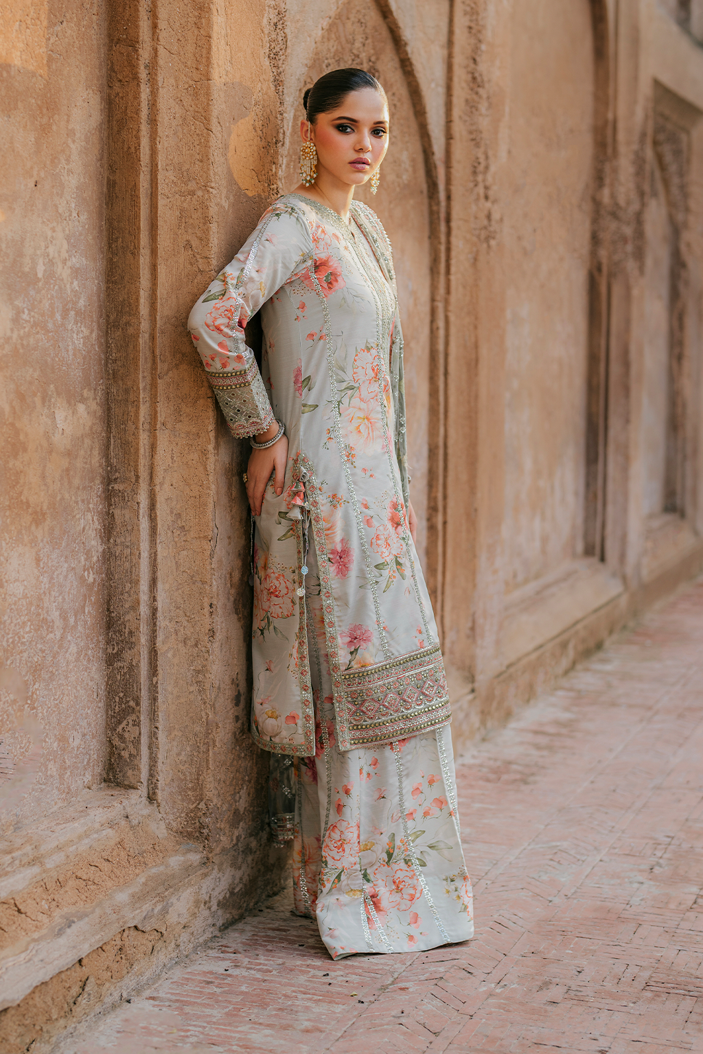 UE-311 Embroidered Raw Silk