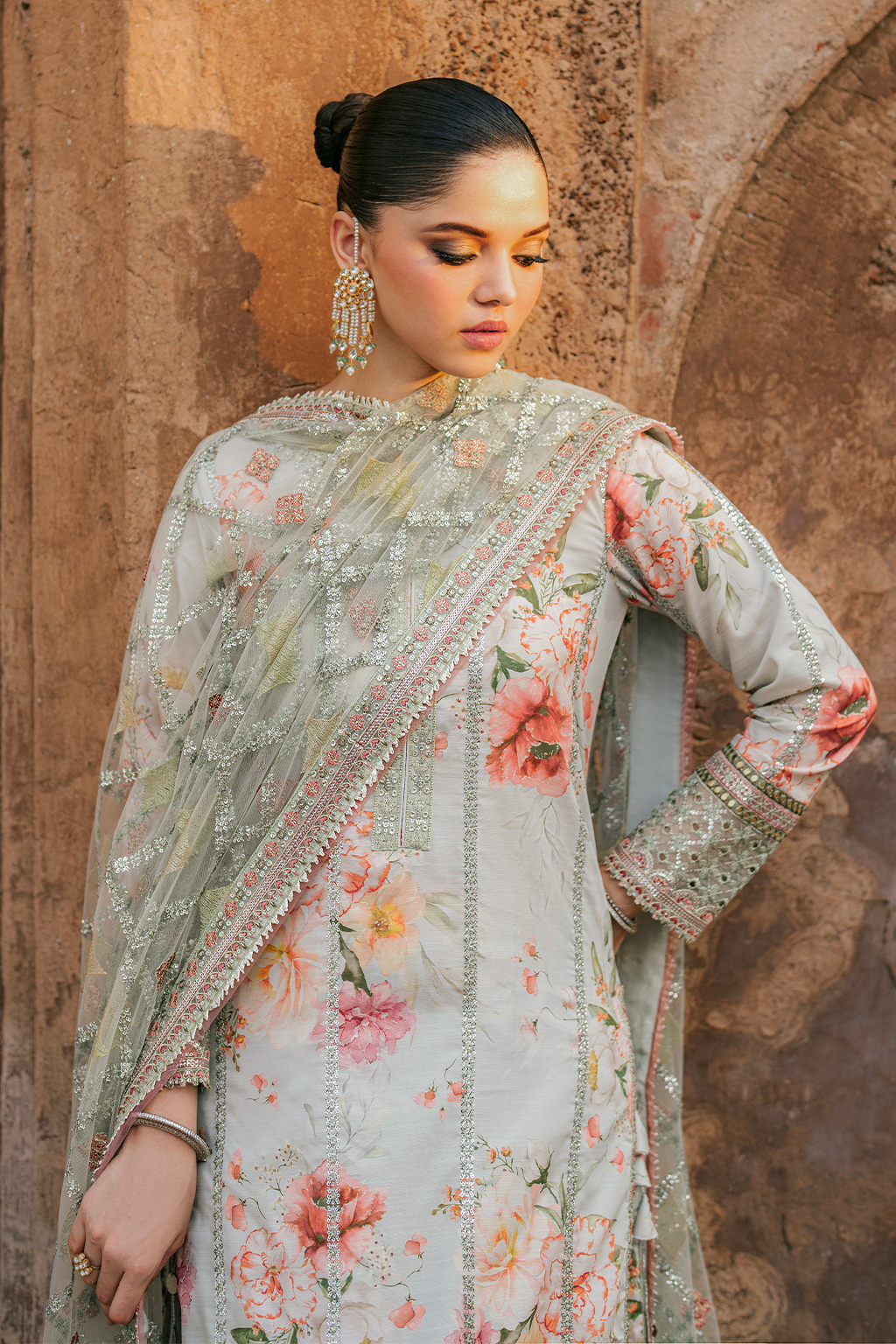 UE-311 Embroidered Raw Silk