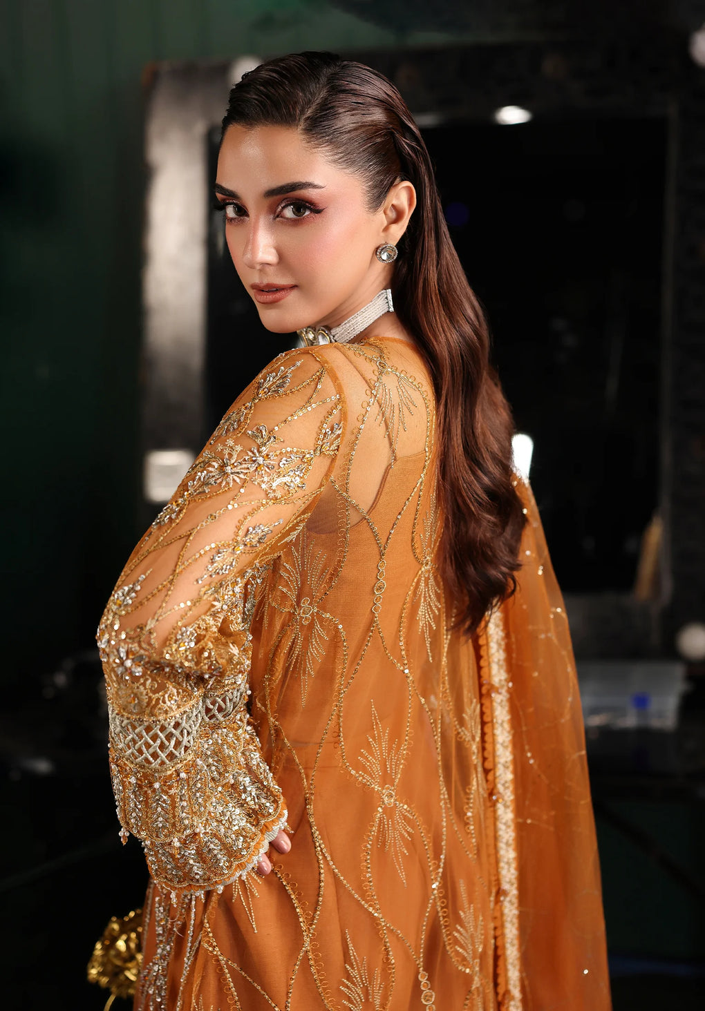 ESH-09 SAFFRON-STARDOM - FORMAL HANDWORK '25 by Elaf Premium at #VogueClothingStudio