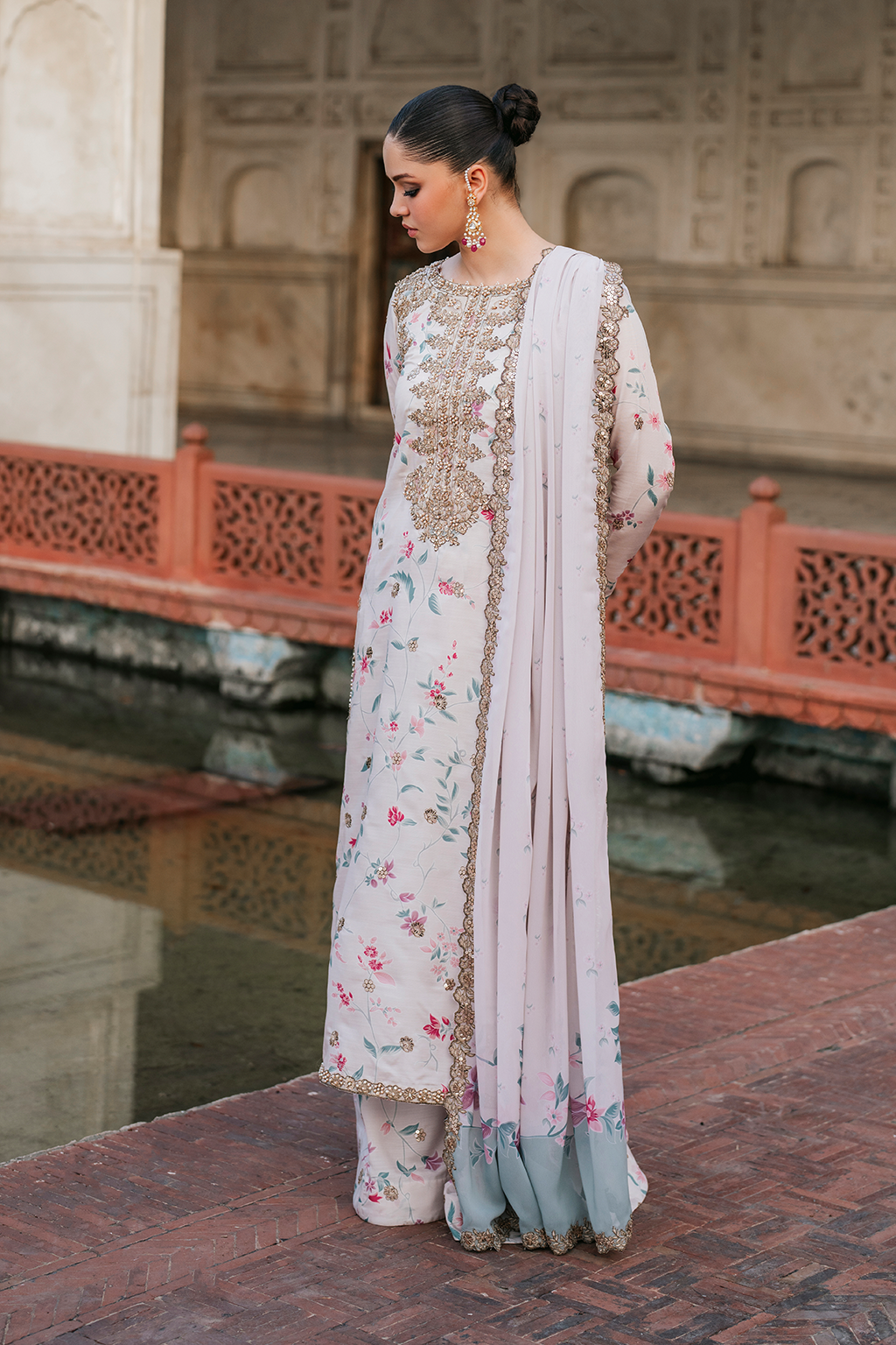 UE-318 Embroidered Raw Silk