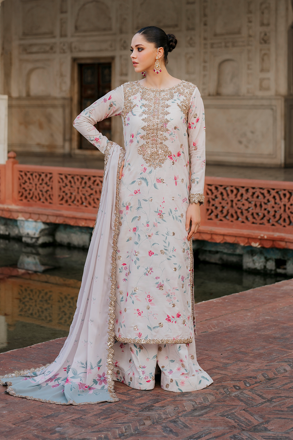 UE-318 Embroidered Raw Silk