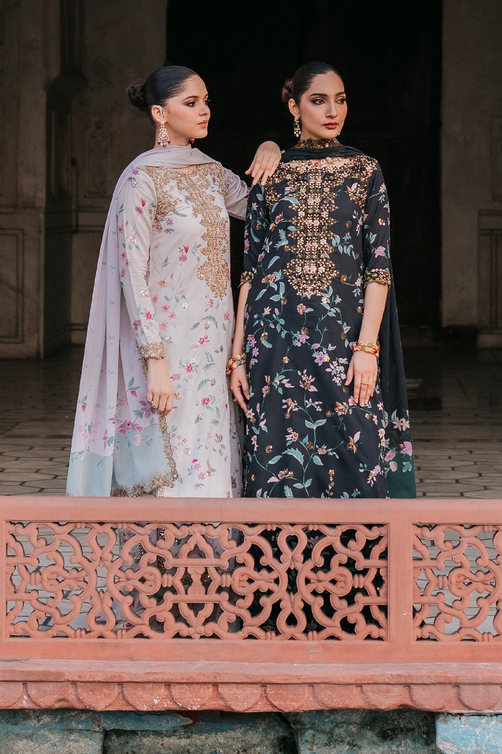 UE-317 Embroidered Raw Silk