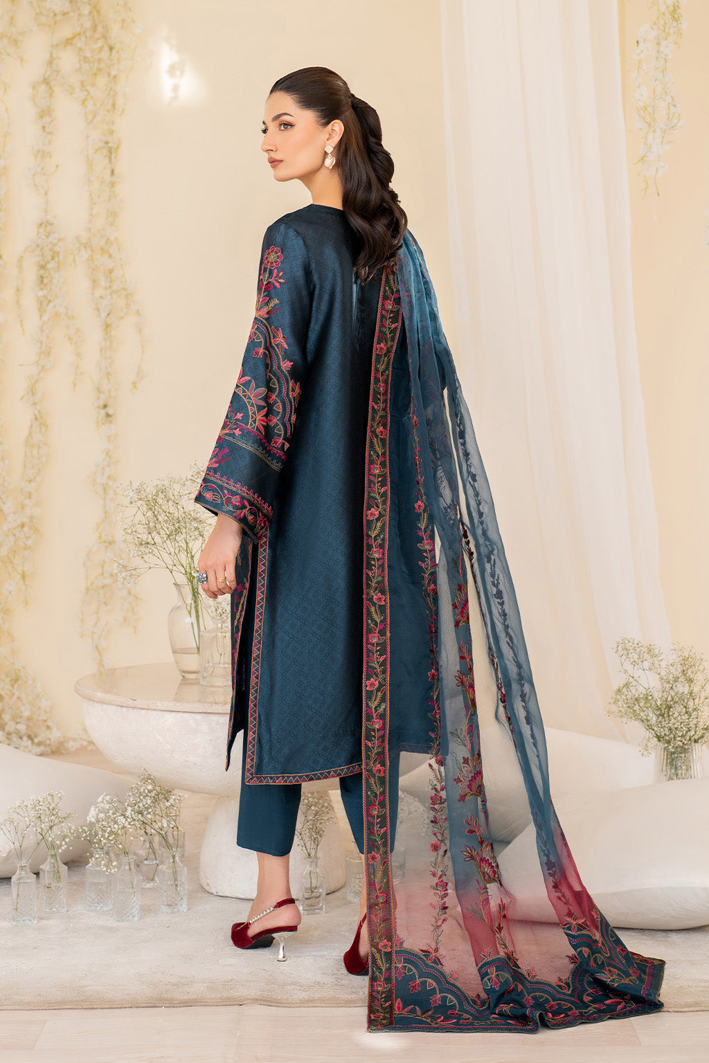 UE-379 Embroidered Pure Jacquard Silk
