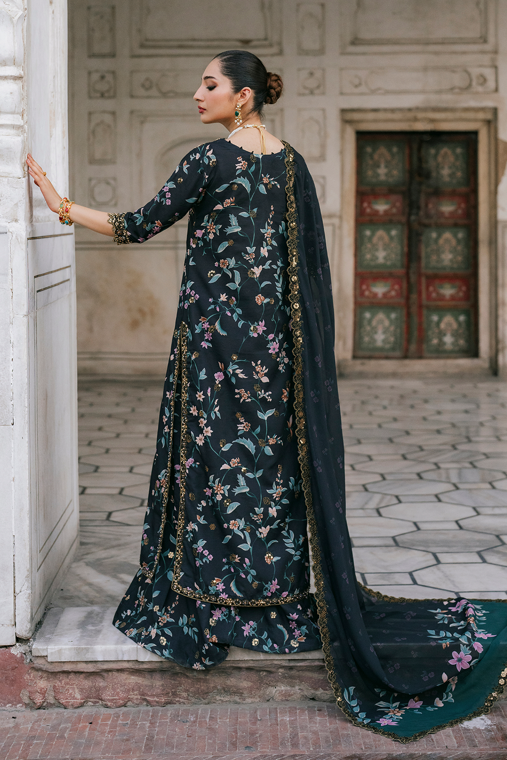 UE-317 Embroidered Raw Silk