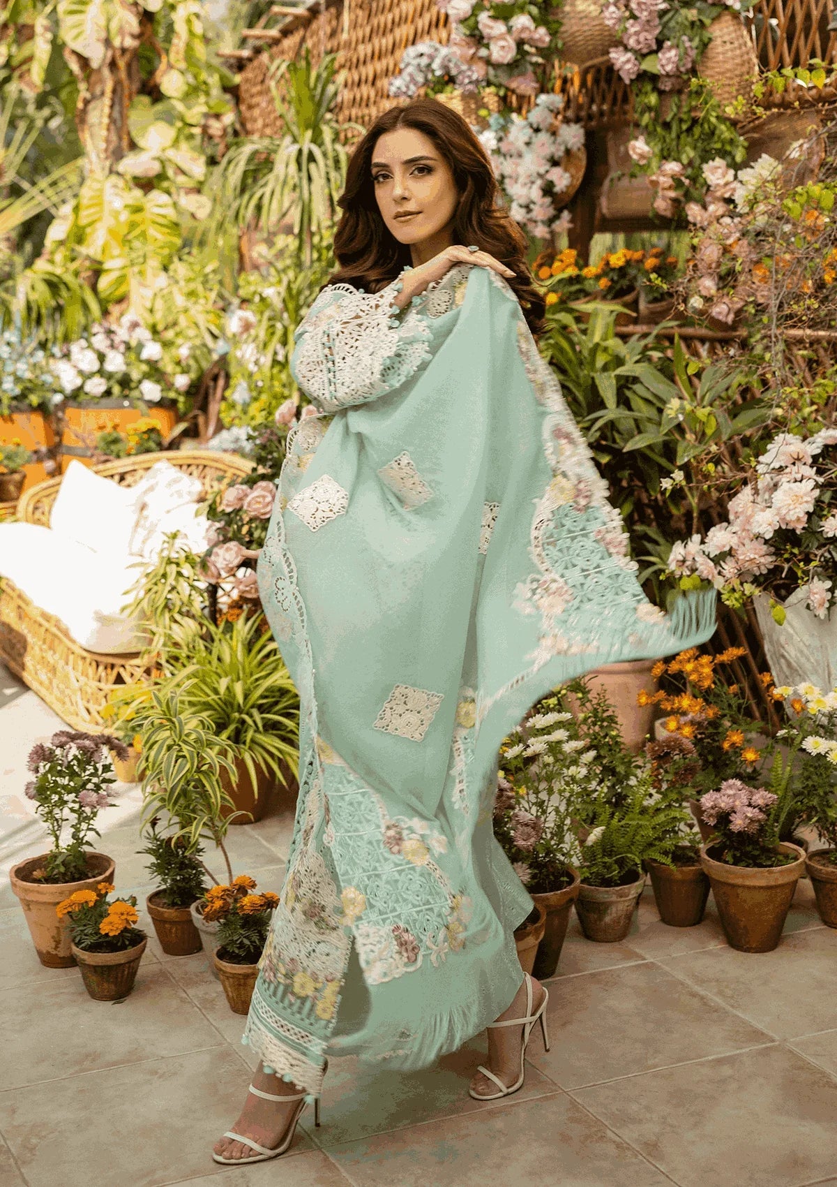 Elegent EMBROIDERED COTTON NET PATCHED DUPATTA