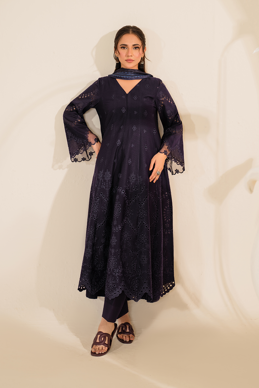 UE-427 Embroidered Textured Lawn