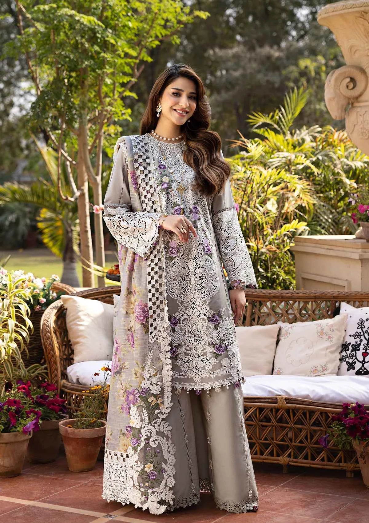 RAMSHA wearing this beautiful dress from ELAF Luxury Lawn 2025.