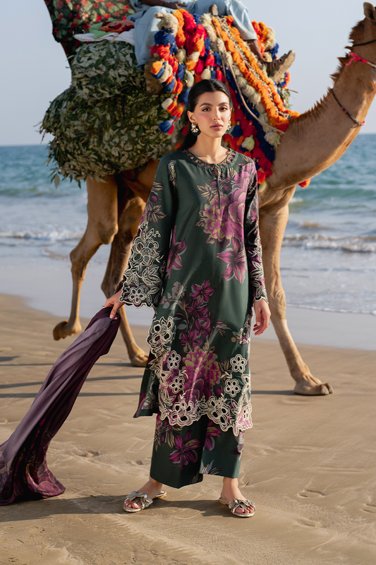 UE-408 Embroidered Printed Lawn