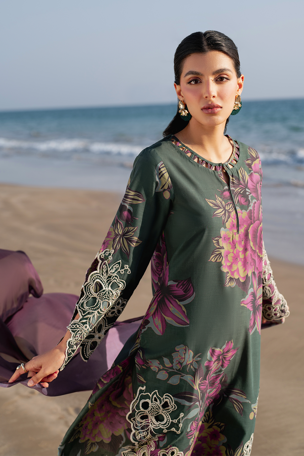 UE-408 Embroidered Printed Lawn