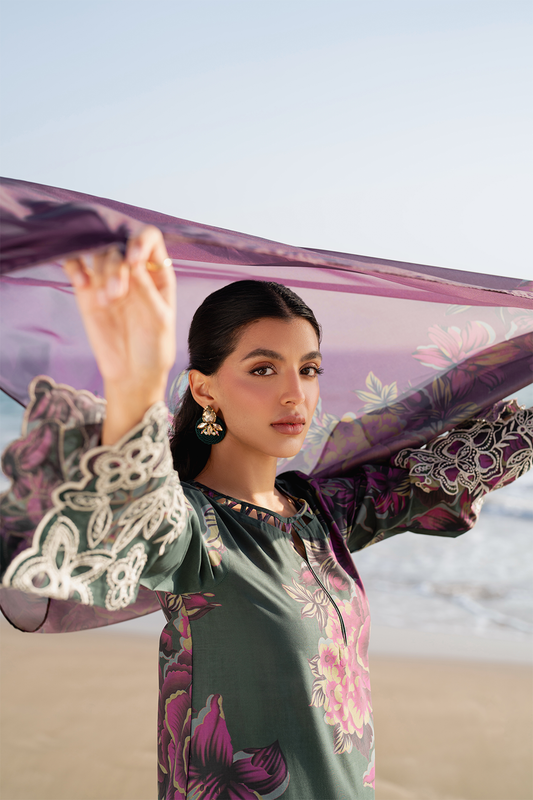 UE-408 Embroidered Printed Lawn