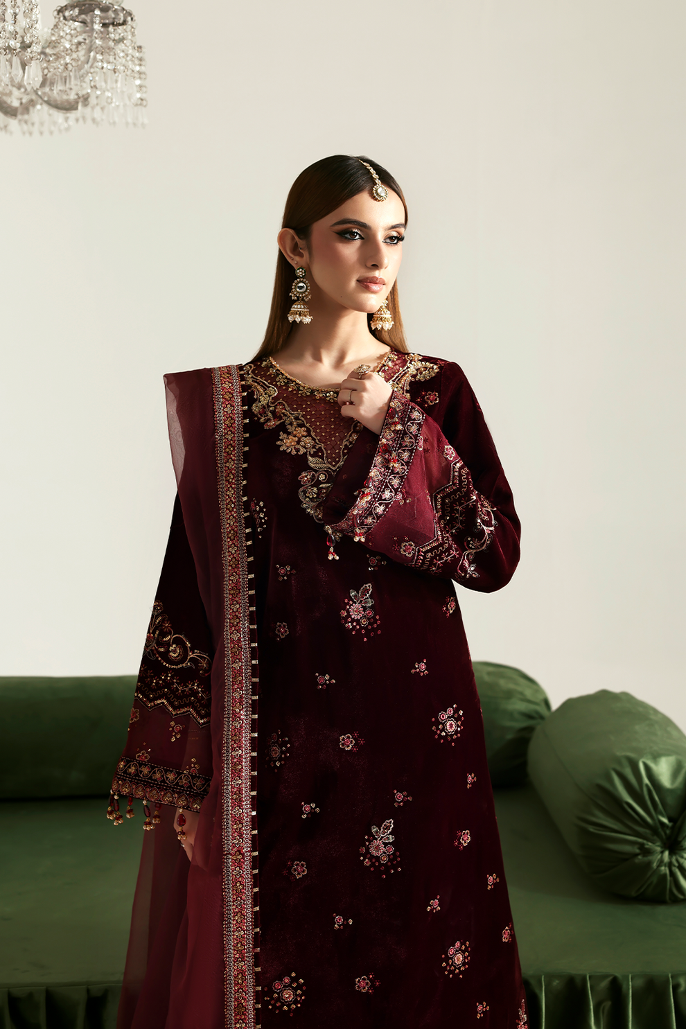 NADIRA Zarposh velvet collection by Emaan Adeel at #VogueClothingStudio