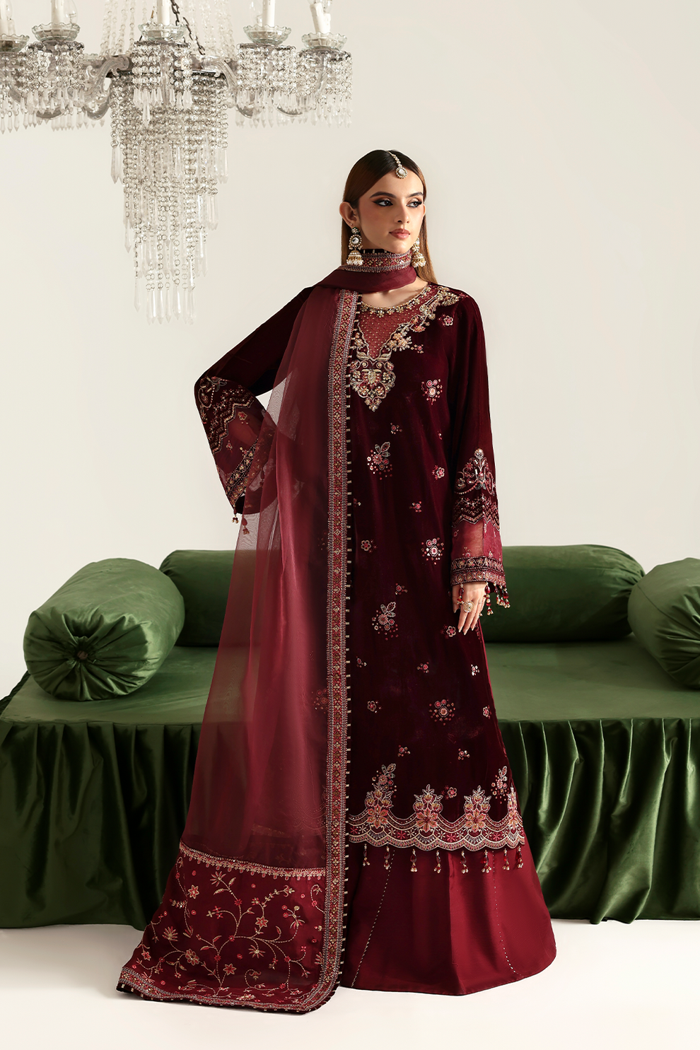 NADIRA Zarposh velvet collection by Emaan Adeel at #VogueClothingStudio