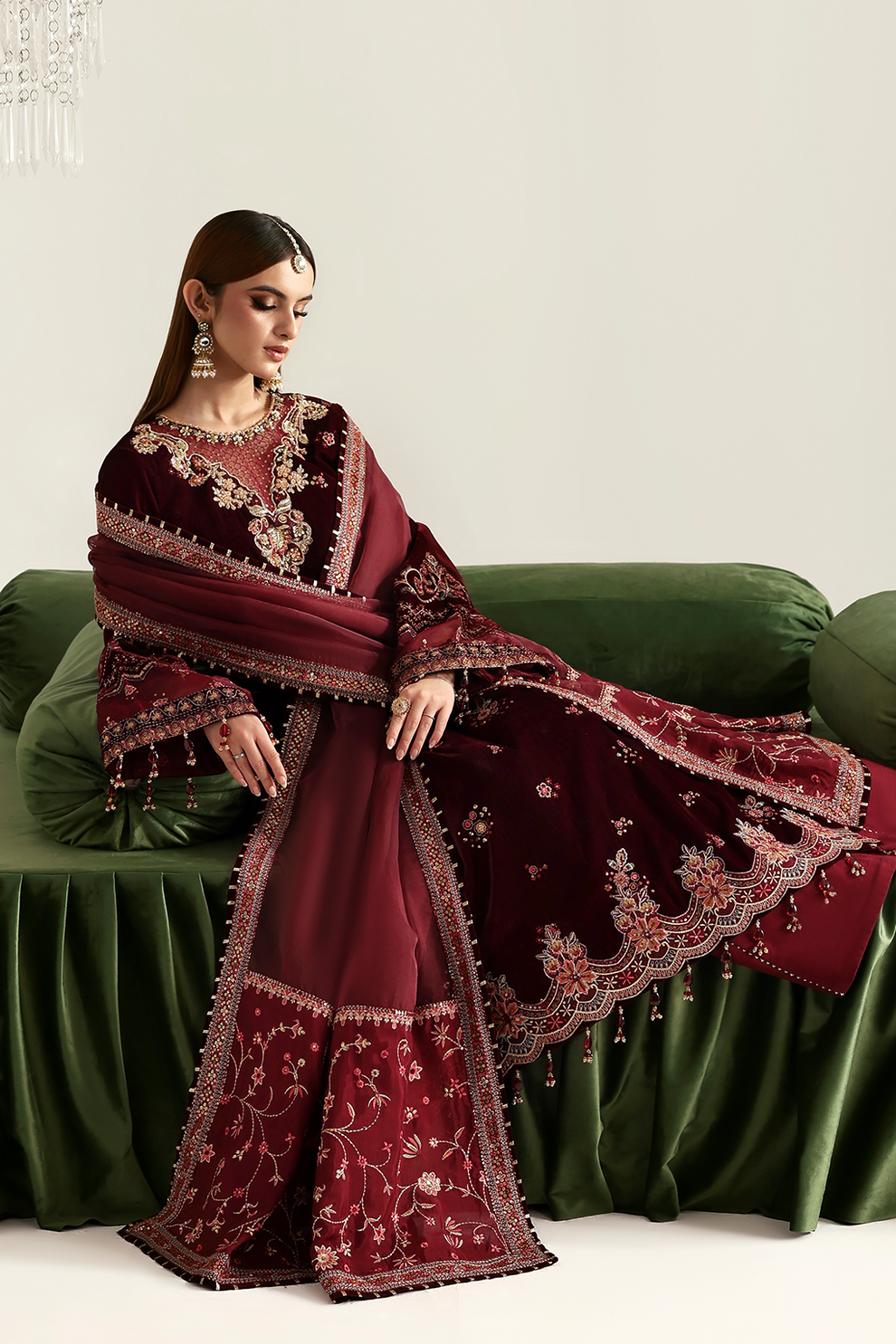 NADIRA Zarposh velvet collection by Emaan Adeel at #VogueClothingStudio