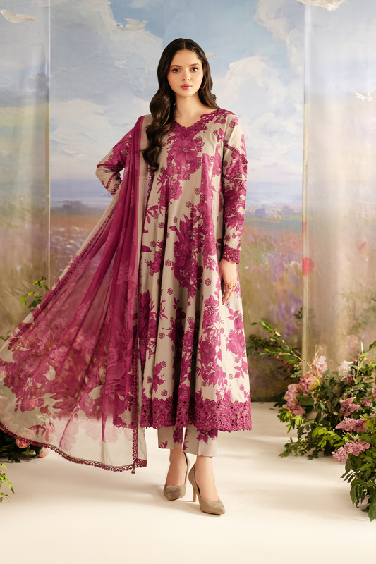 UE-457  Embroidered Printed Lawn