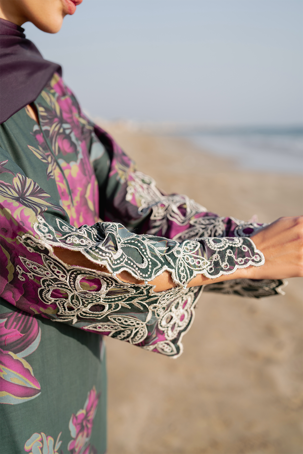 UE-408 Embroidered Printed Lawn