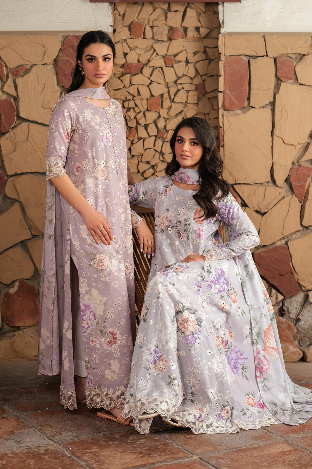 UE-389 Embroidered Printed Lawn