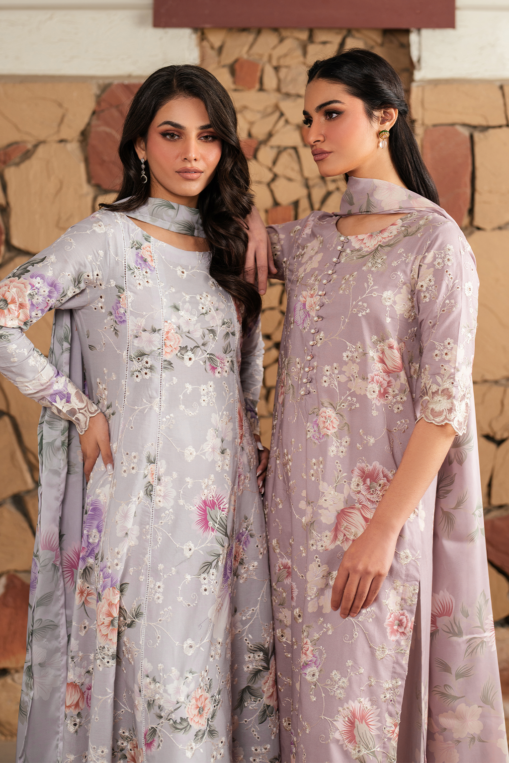 UE-389 Embroidered Printed Lawn