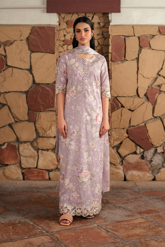 UE-389 Embroidered Printed Lawn