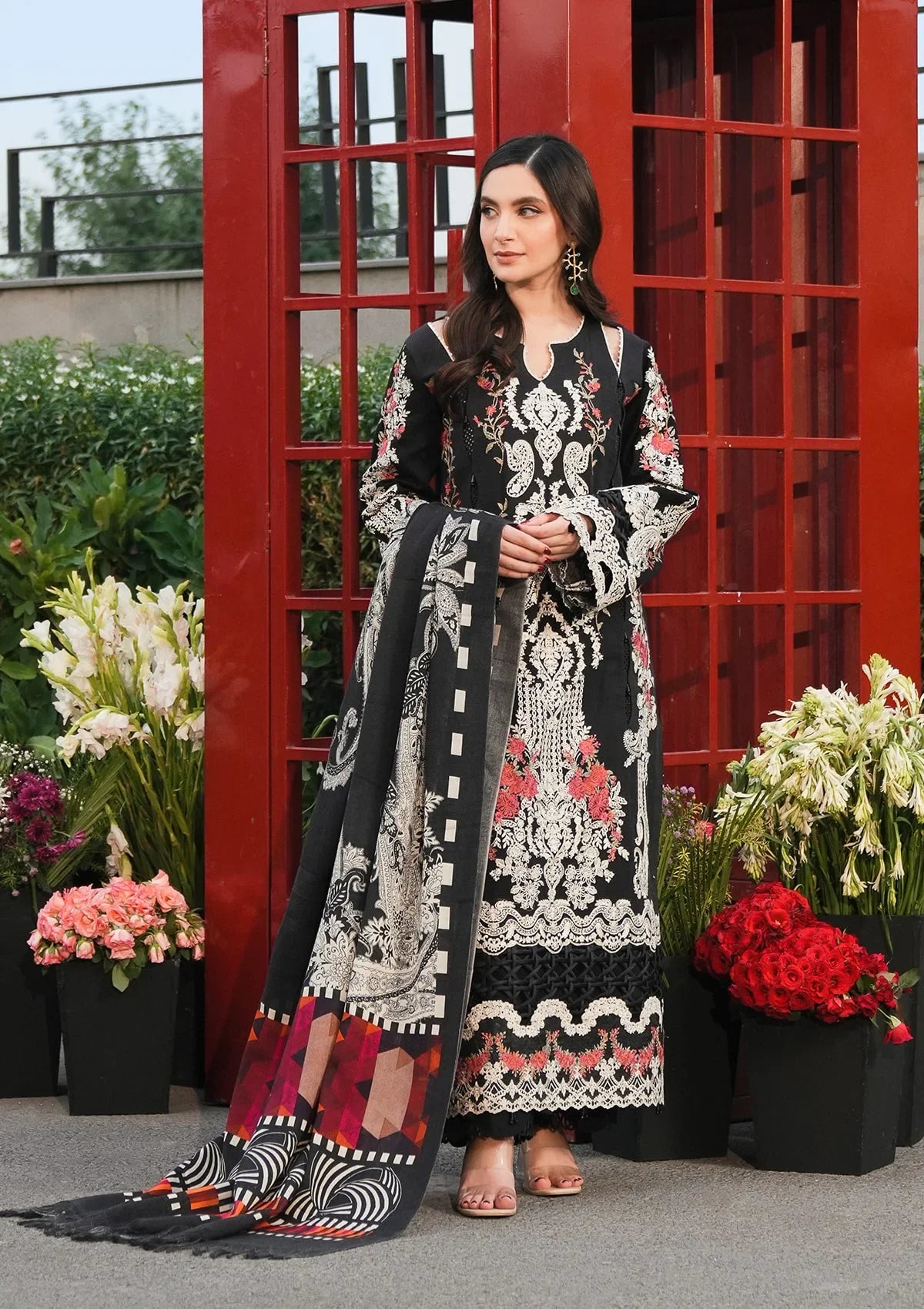 EMBROIDERED KHADDAR FRONT and PURE PASHMINA PRINTED SHAWL from Elaf Winter Pashmina Shawl Collection 2024