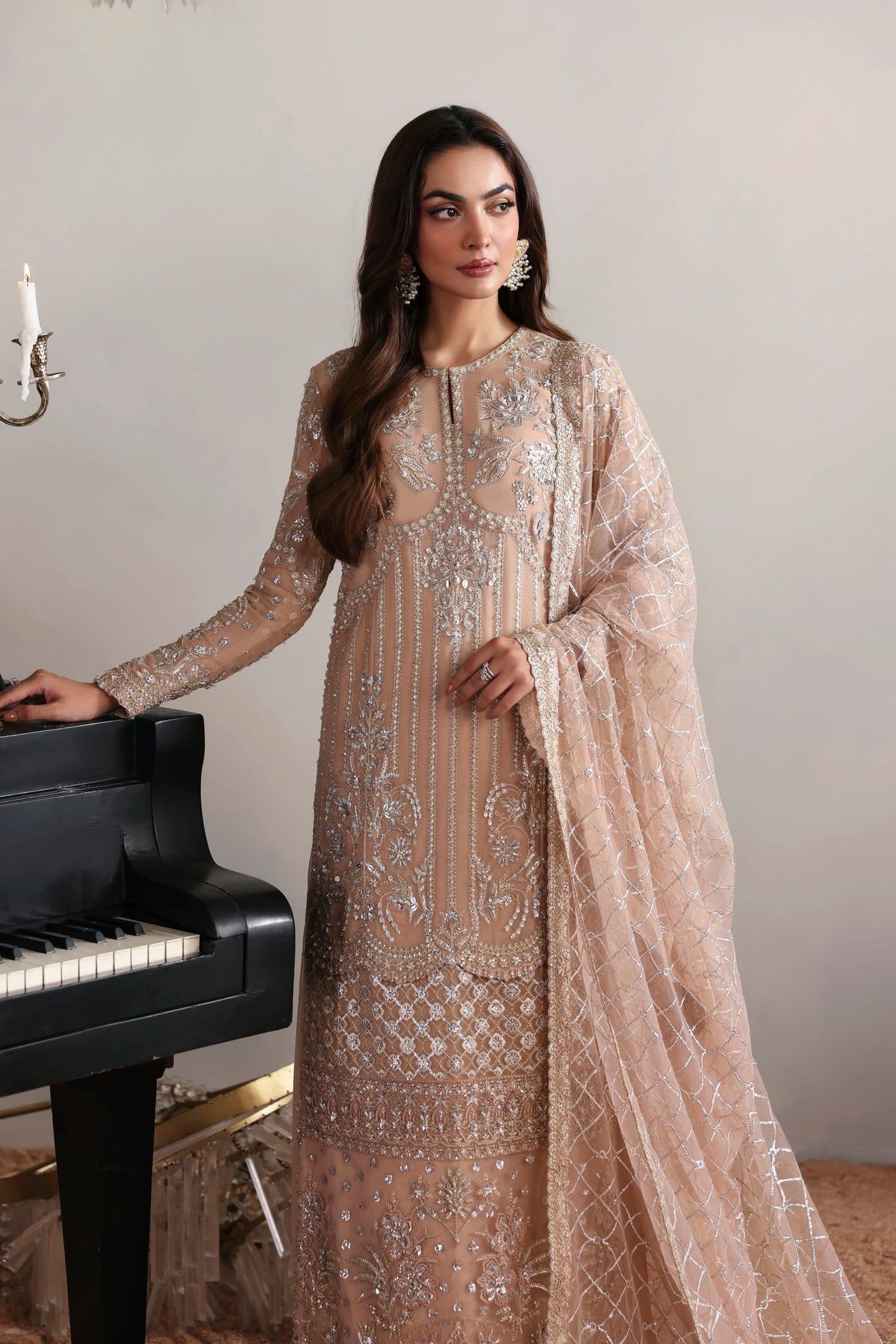 Elodie from MEERAS Luxury Chiffon by Akbar Aslam at #VogueClothingStudio