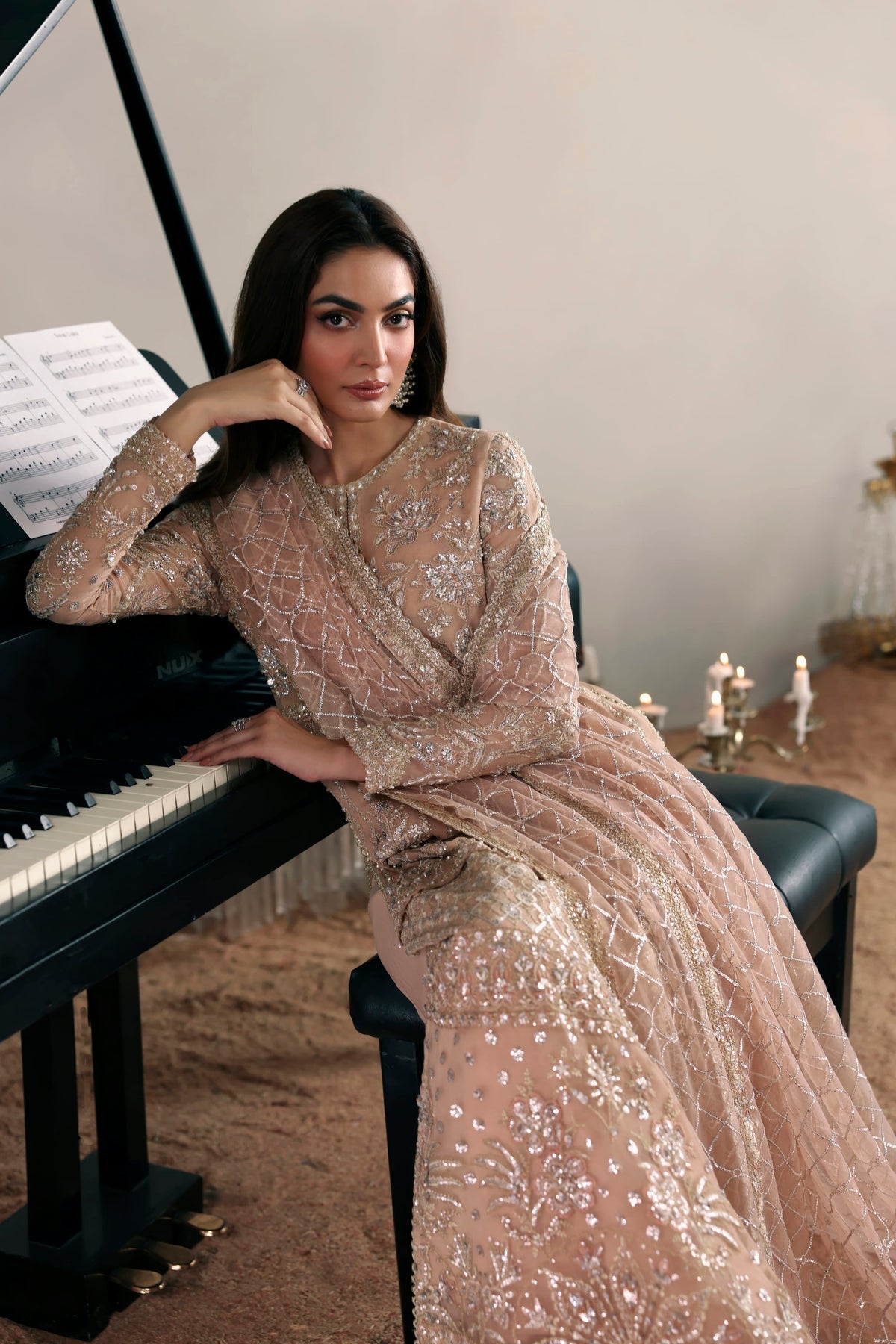 Elodie from MEERAS Luxury Chiffon by Akbar Aslam at #VogueClothingStudio