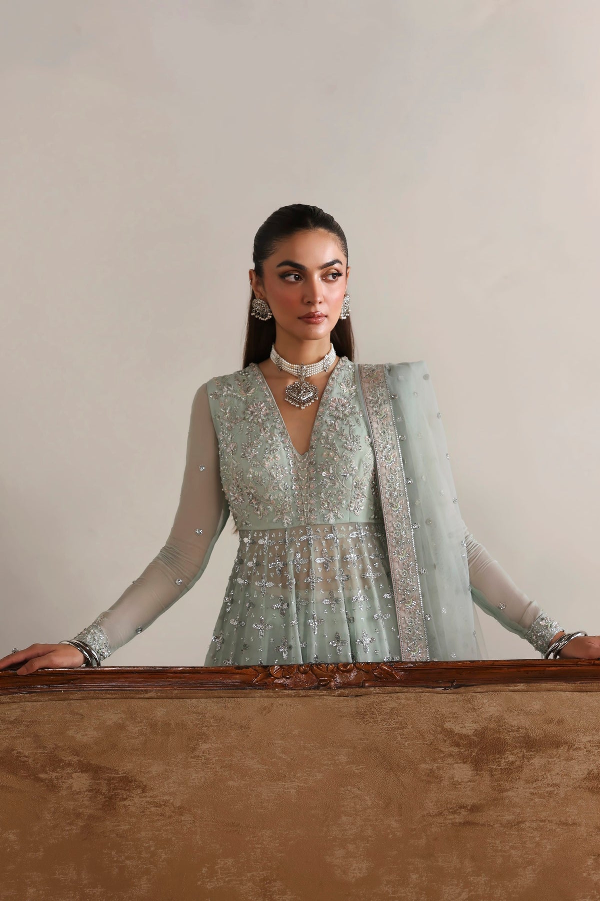 Noelle from MEERAS Luxury Chiffon by Akbar Aslam at #VogueClothingStudio