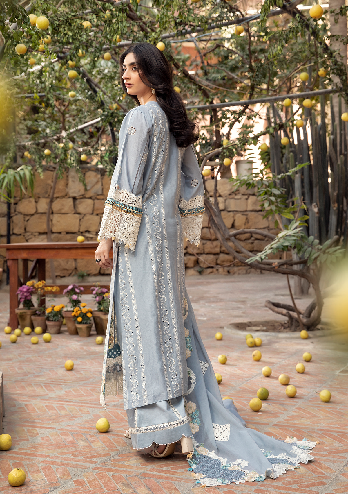 Beautifully designed EMBROIDERED COTTON NET PATCHED DUPATTA