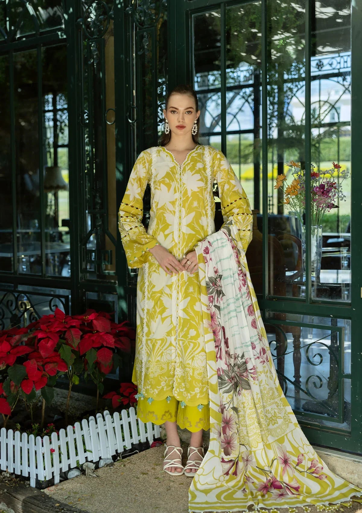 SAFFRON Digital Printed Lawn and Digital Printed Voile Dupatta from ELAF PRINTS COLLECTION 2025.